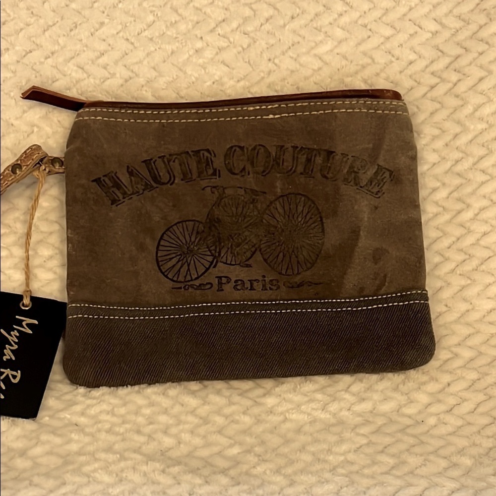 Myra Bag Women’s Canvas Brown Pouch Wristlet